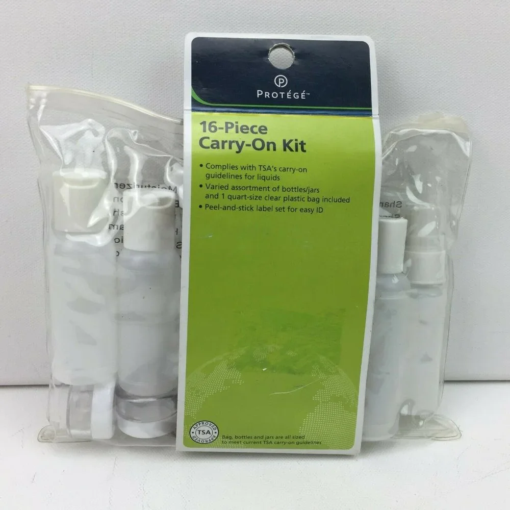 Protege 16 Piece Bottle and Jar Travel Carry-On Kit TSA Approved Size